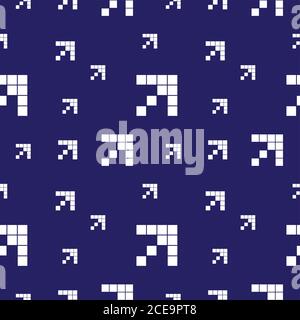 Pixel Arrows Vector Illustration. Seamless Pattern Design Template. Dark Blue and White Color Theme. Stock Vector