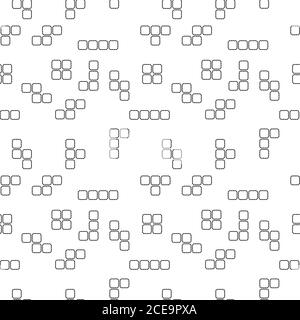 Monochrome Tetris Shape Vector Illustration. Dashed Outline Style. Seamless Pattern Design Template. Black and White Color Theme Stock Vector