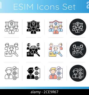 Company employment benefits icons set Stock Vector