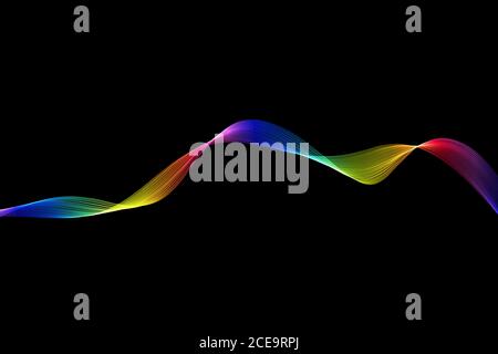 abstract colorful raibow wavy smoke flame over black background Stock Photo