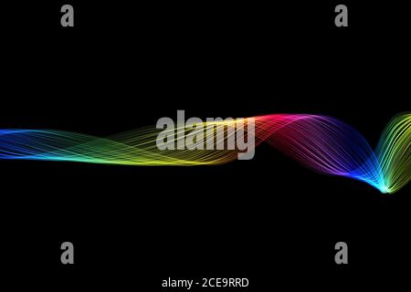 abstract colorful raibow wavy smoke flame over black background Stock Photo