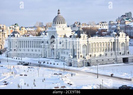 Aerial view of the Palace of farmers, the headquarter of the Ministry of Agriculture and Food of Tatarstan, in Kazan, Tatarstan, Russian Federation Stock Photo