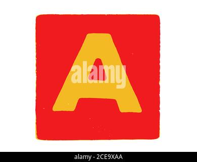 Letter cube with capital letter A on a red background Stock Photo