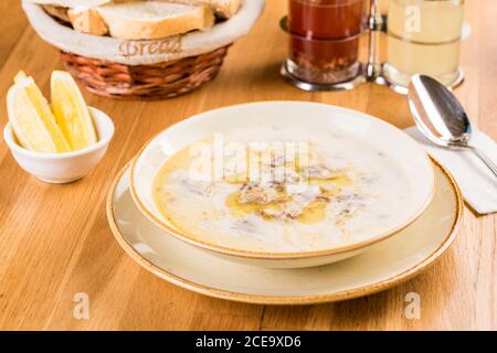 Traditional Turkish Soup Kelle Paca, Sheep’s Head and Foot Soup Stock Photo