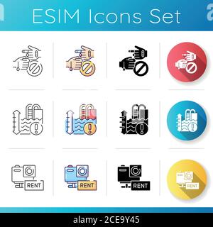 Aquapark recreation icons set Stock Vector