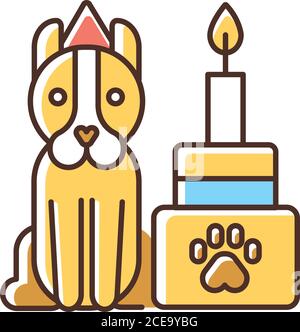 Pet party events organization service RGB color icon Stock Vector