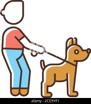 Pet walking service RGB color icon Stock Vector