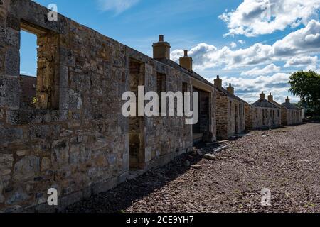 Old stone farm workers cottages being renovated and reconstructed for new houses, Peaston, East Lothian, Scotland, UK Stock Photo