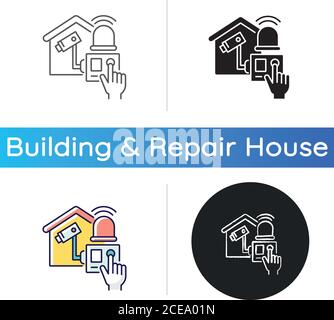 Home alarm system chalk white icon on black background Stock Vector ...