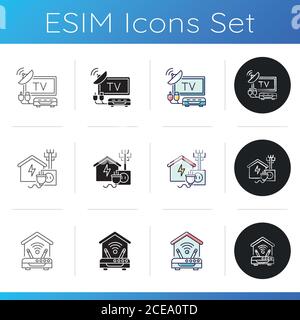 Home facilities icons set Stock Vector