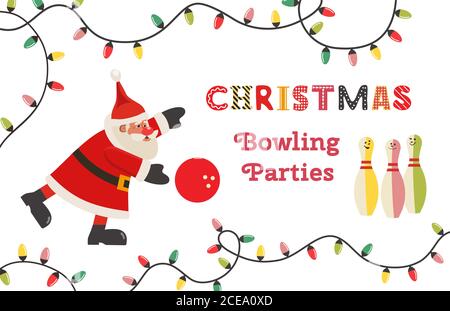 Template Design Poster Christmas bowling vector Stock Vector