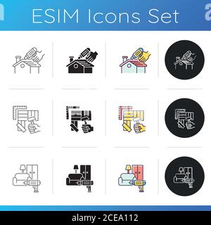 House building icons set Stock Vector