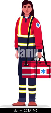 Paramedic semi flat RGB color vector illustration Stock Vector