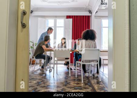 Colleagues discussing graphs Stock Photo