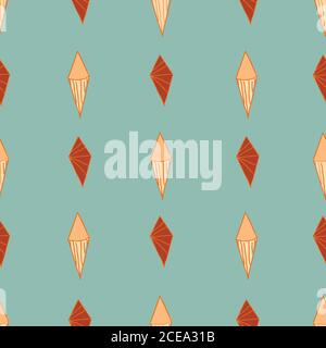 Pattern Filled Kite shape on teal background Seamless pattern Vector hand drawn doodle style illustration surface design Stock Vector