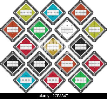 Set of empty multicolored signs for the transport of dangerous goods. Stock Vector