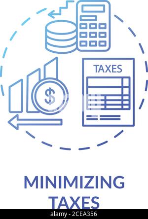 Minimizing taxes concept icon. Business management, investment tips idea thin line illustration. Financial literacy, decreasing tax fees. Vector isola Stock Vector