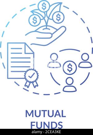 Mutual funds concept icon. Stock market trading, collective investment capital idea thin line illustration. Assets diversification. Vector isolated ou Stock Vector