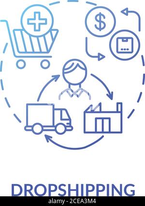 Dropshipping concept icon. Small transportation business, entrepreneurship idea thin line illustration. Cargo storage and delivery service. Vector iso Stock Vector