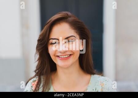 Pretty young Woman looking at camera Stock Photo