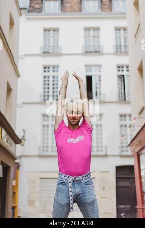 Stylish man posing on street Stock Photo