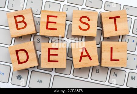Best deal written on cubes Stock Photo