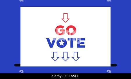 White ballot with text Go Vote. Election of the President or Government, polling day in USA, political voting, referendum. Vector illustration, web ba Stock Vector