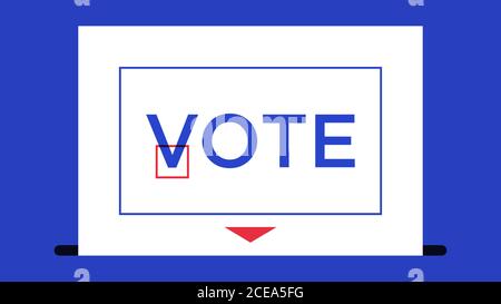 Ballot with mark and text Vote. Election of the President or Government, polling day in USA, political voting, referendum. Vector illustration, web ba Stock Vector