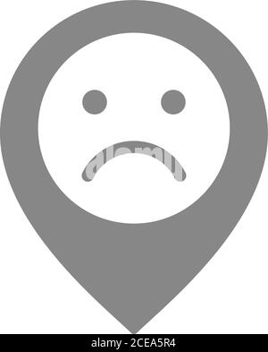 User profile with sad face grey icon. Sad rating, dislike