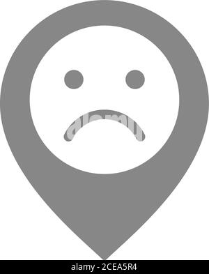 User Profile With Sad Face Grey Icon. Sad Rating, Dislike