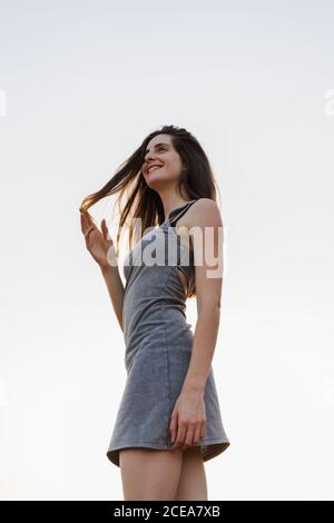 Happy Woman posing outdoors Stock Photo