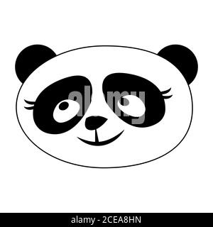 Panda black and white cute cartoon character vector illustration Stock Vector