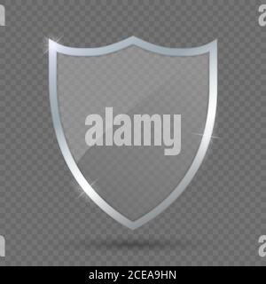 glass shield on transparent background, protect icon. vector illustration Stock Vector