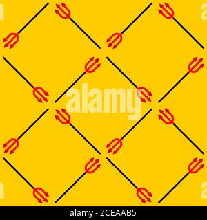 Demon's trident pattern seamless. Satan's weapon background Stock Vector