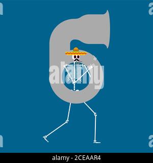 Skeleton musician with tuba. Death Orchestra. Vector illustration Stock ...