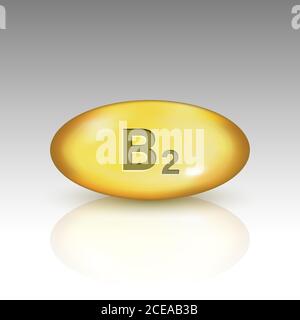 Vitamin B2. Riboflavin vitamin drop pill capsule icon Stock Vector