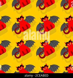 Devil cat pattern seamless. Satan pet background. Red demon animal texture. vector ornament Stock Vector