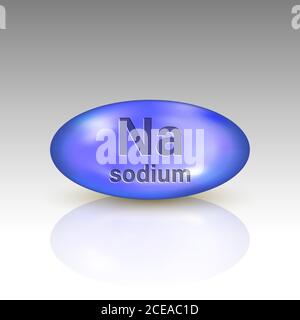 Sodium icon. mineral drop pill capsule. Vitamin complex design Stock Vector