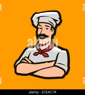 Funny chef cook logo. Restaurant, cooking, food concept Stock Vector