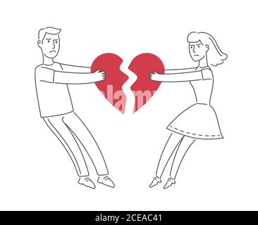 Couple in love quarreling. Divorce, family relationships concept Stock Vector