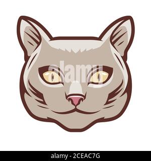 Portrait of cute cat symbol. Pet, animal logo Stock Vector