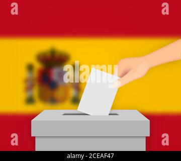 Spain election banner background. Ballot Box with blurred flag Stock Vector  Image & Art - Alamy