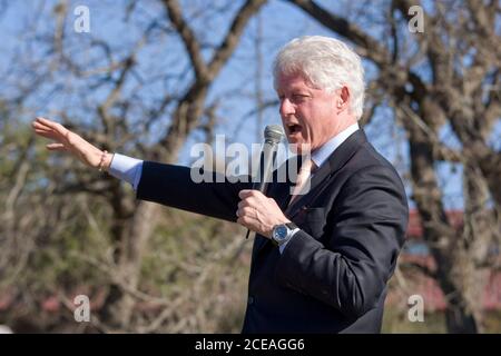 Austin, TX February 27, 2008: Former President Bill Clinton speaks to students and faculty at Austin Community College from the back of a pickup truck Wednesday as he campaigns for his wife, Democratic presidential candidate Hillary Clinton.  ©Bob Daemmrich Stock Photo
