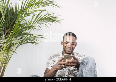 black man with smartphone Stock Photo