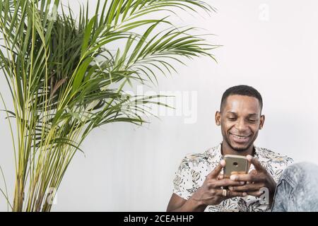 black man with smartphone Stock Photo