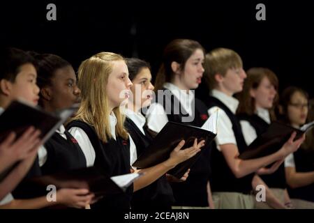 Austin, TX January 29, 2008: The Austin Children's Choir, a diverse group of children, performs Texas songs at the Bob Bullock Texas State History Museum gala.  ©Bob Daemmrich Stock Photo