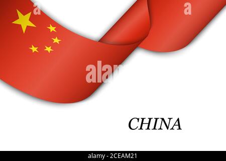 Waving ribbon or banner with flag of China Stock Vector