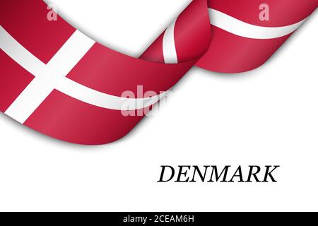 Waving ribbon or banner with flag of Denmark Stock Vector