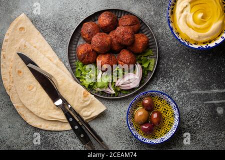 Traditional Middle eastern dish falafel Stock Photo