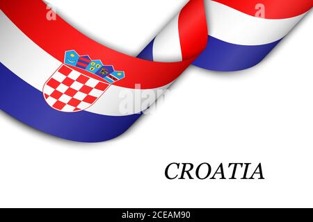 Waving ribbon or banner with flag of Croatia Stock Vector
